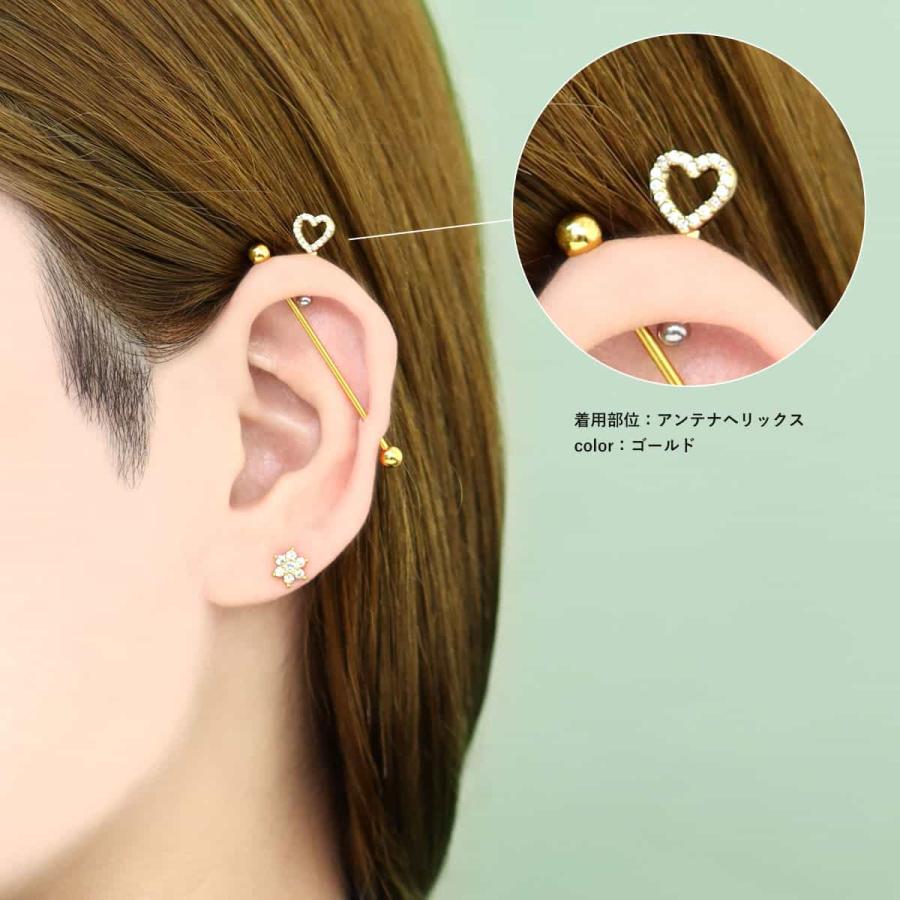 ROQUE（ロキ） ボディピアス 16G エッジ ジュエル ハート ストレート