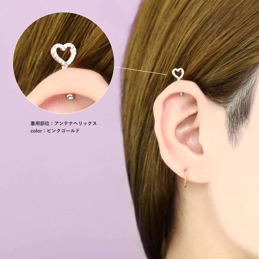 ROQUE（ロキ） ボディピアス 16G エッジ ジュエル ハート ストレート