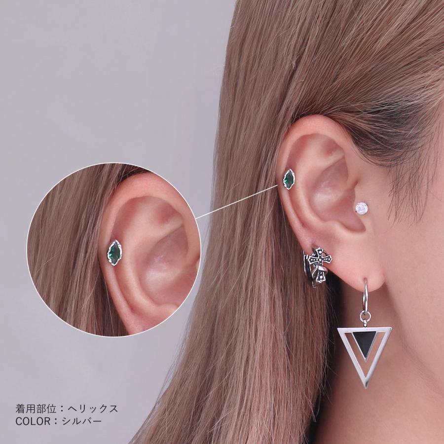 ROQUE（ロキ） ボディピアス 16G エメラルド カラー クリスタル