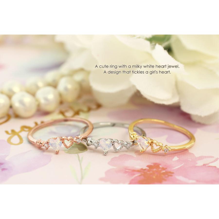 ROQUE（ロキ） リング 指輪 ミルキーホワイト ハート ジュエル リング