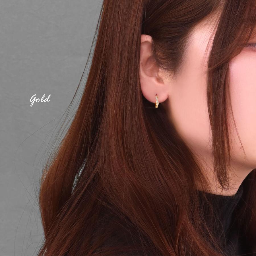 ROQUE（ロキ） (2個SET)フープピアス ツイスト デザイン ジュエル