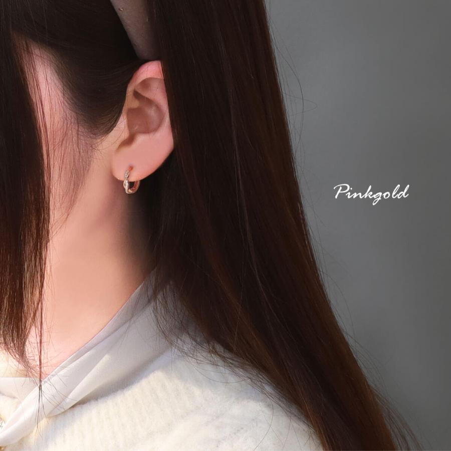 【6/5まで出品】10K ツイストデザイン フープピアス 2つセット販売 ROQUE（ロキ） (2個SET)フープピアス ツイスト デザイン ジュエル