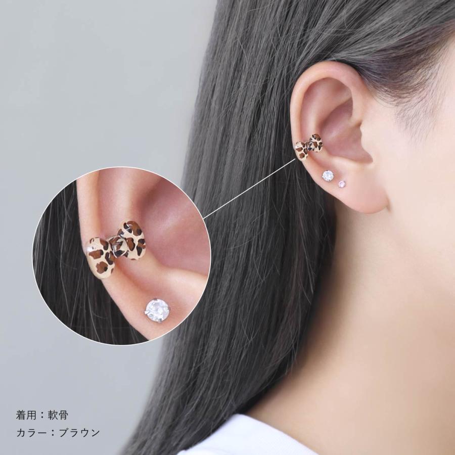 ROQUE（ロキ） ボディピアス 16G ヒョウ柄 リボン ストレートバーベル