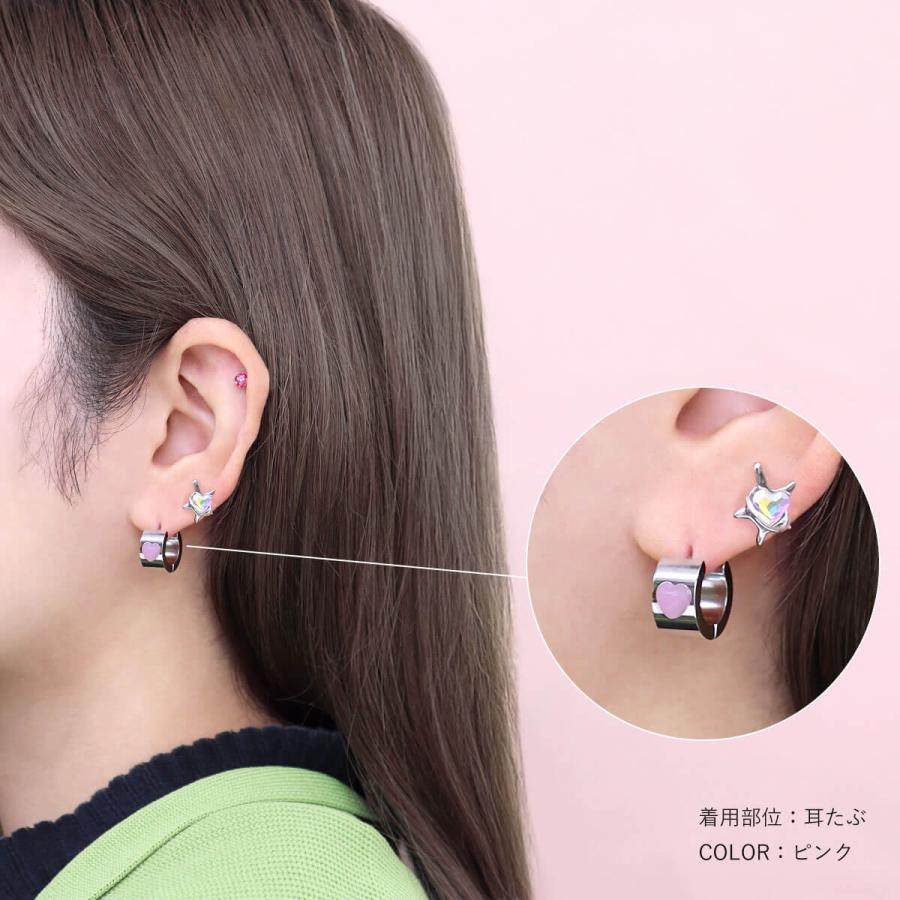 ROQUE（ロキ） フープピアス 18G ハート ストーン フープ ピアス