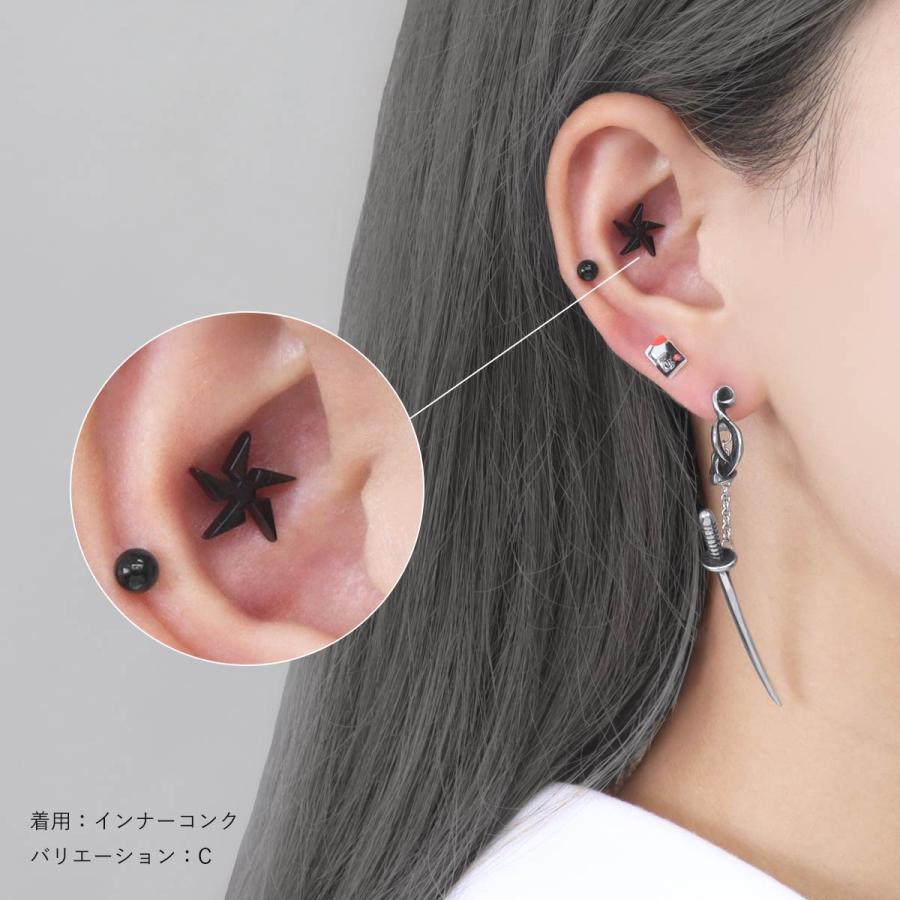 ROQUE（ロキ） ボディピアス 16G 手裏剣 デザイン ストレートバーベル