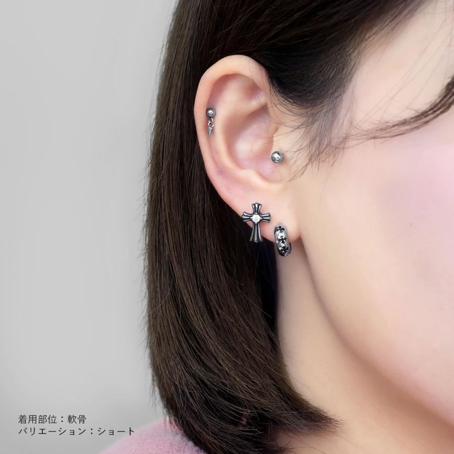 毛鉤風ピアス「グレーゴースト」 ROQUE（ロキ） ボディピアス 16G 3デザイン シンプル コーンチェーン