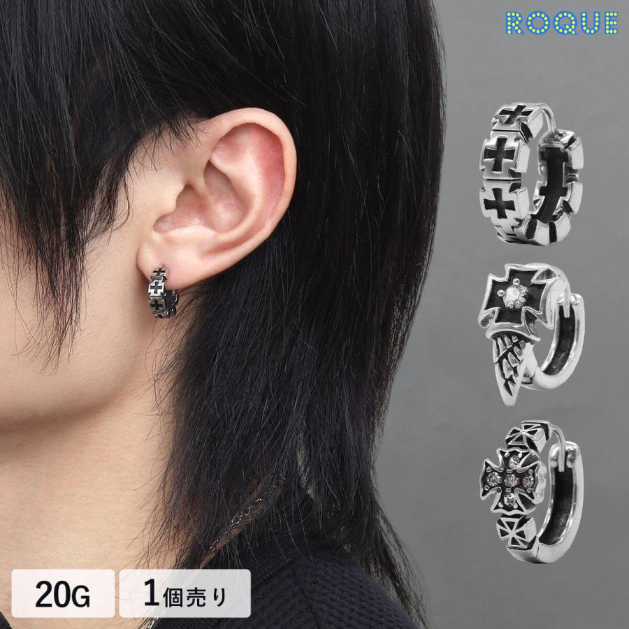 ROQUE（ロキ） フープピアス 3デザイン クロスモチーフ フープ ピアス