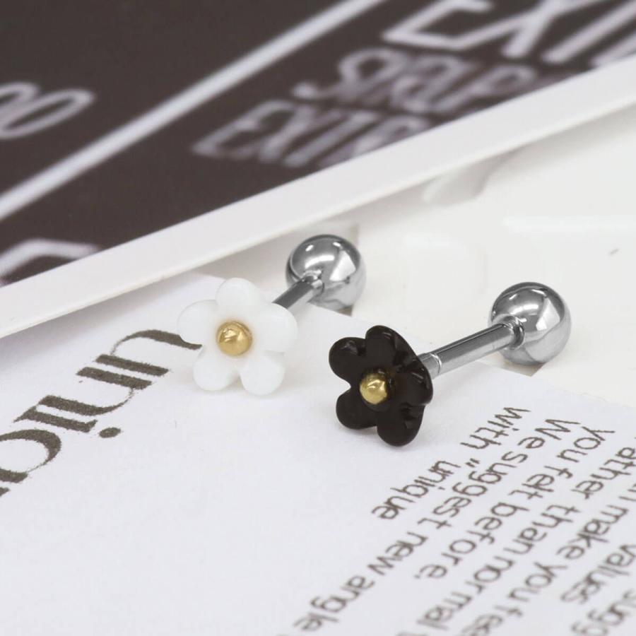 ROQUE（ロキ） ボディピアス 16G シンプル モノクロ フラワー