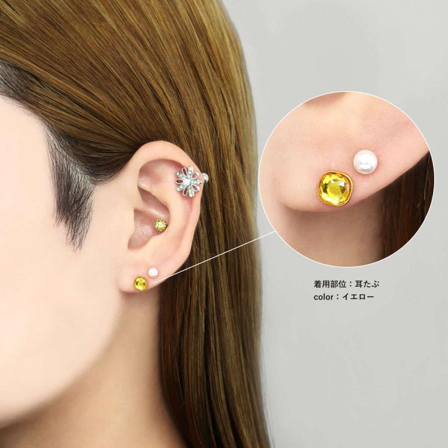 ROQUE（ロキ） ボディピアス 16G シグナルカラー スクエア ジュエル