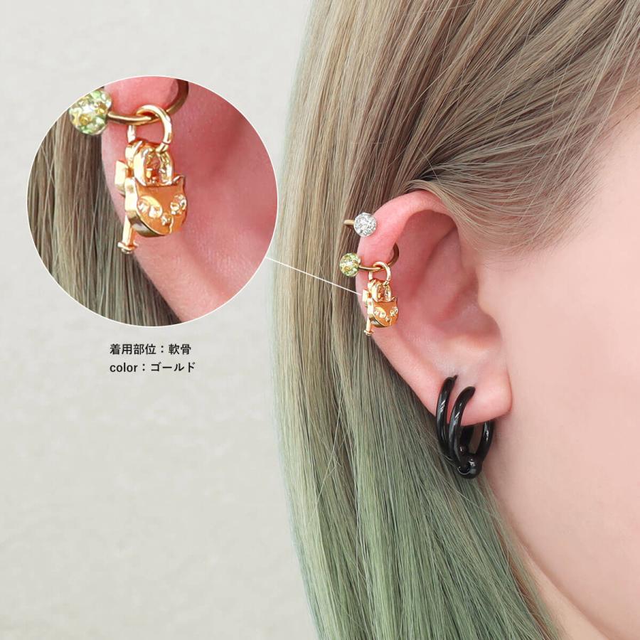 ROQUE（ロキ） ボディピアス 20G 18G 16G 14G対応 キャット 南京錠＆鍵