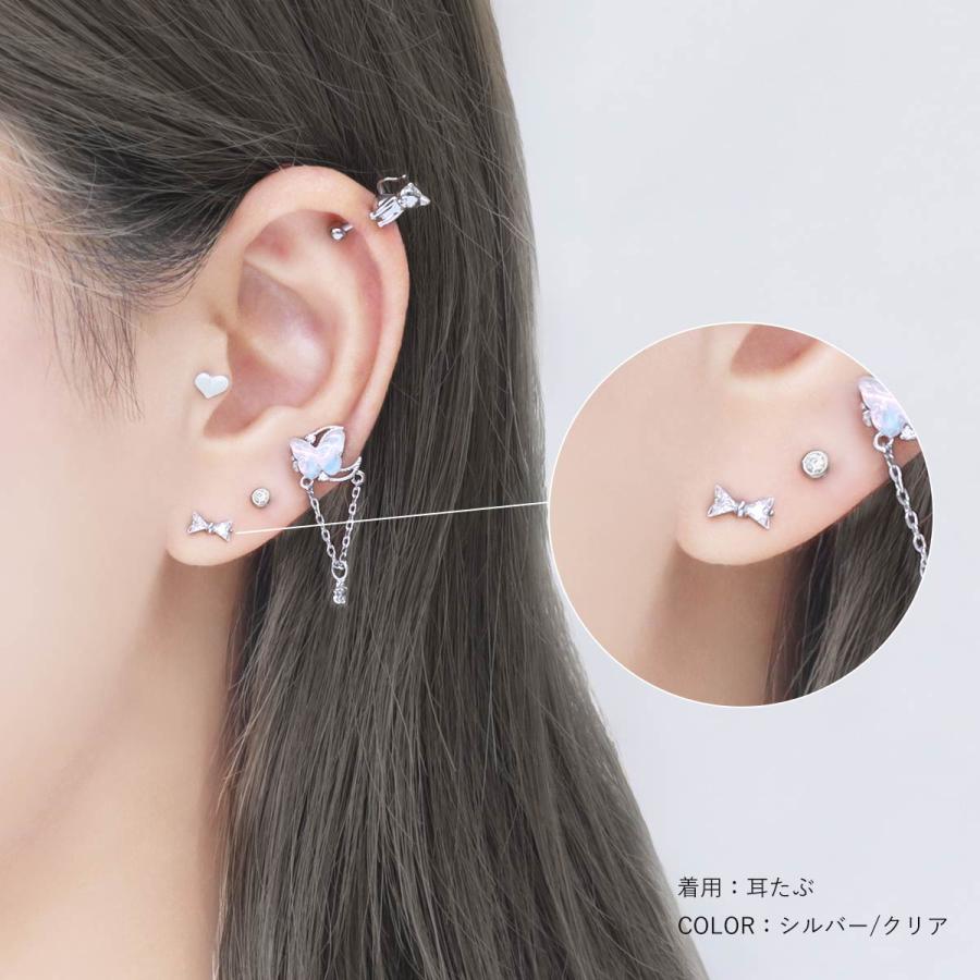 ROQUE ボディピアス 16G ミニ ジュエル リボン ストレートバーベル(1個