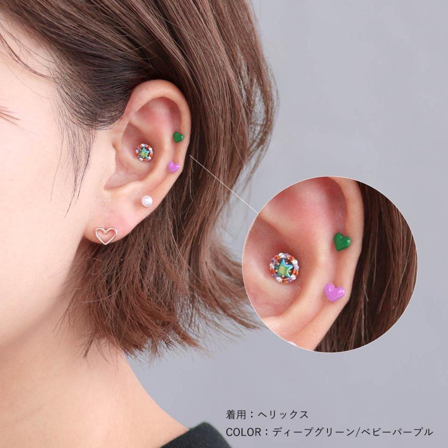 ROQUE（ロキ） ボディピアス 16G カラフル ミニ ハート ストレート