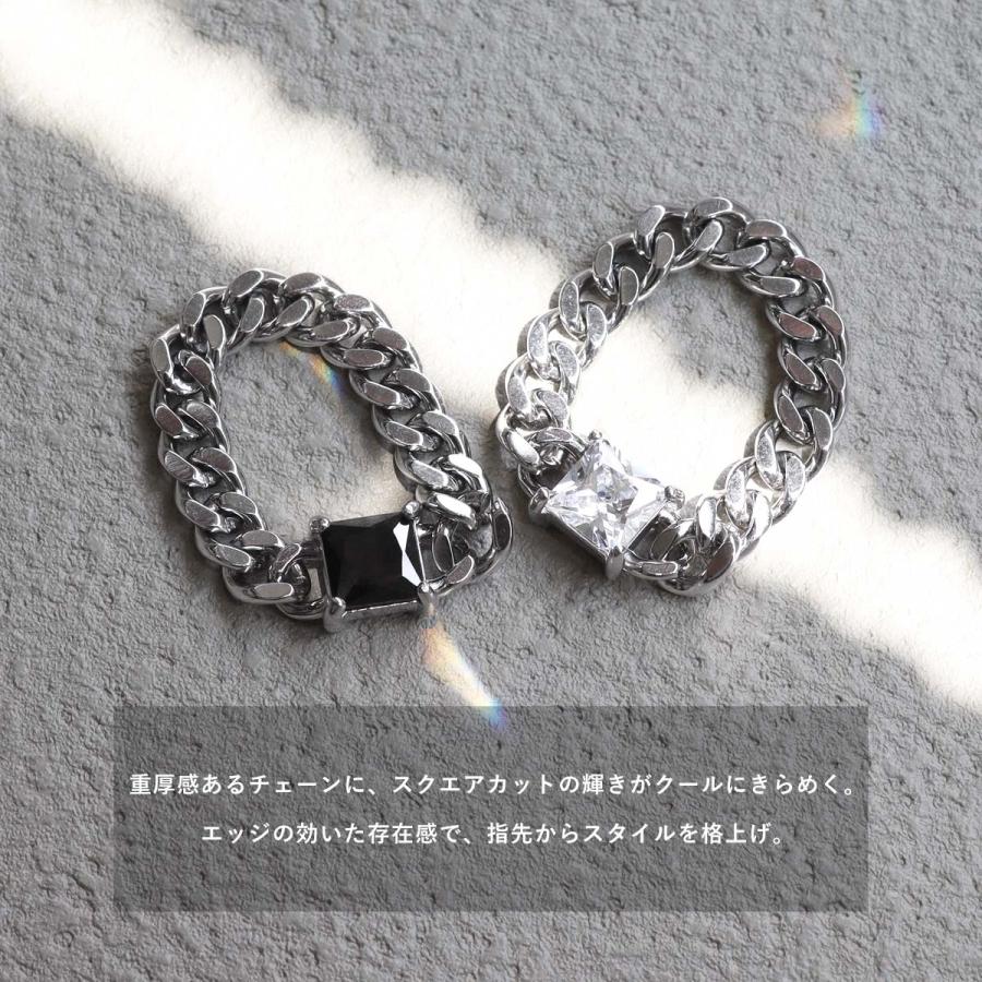 ROQUE（ロキ） ステンレス ジュエル チェーン リング 指輪(1個売り