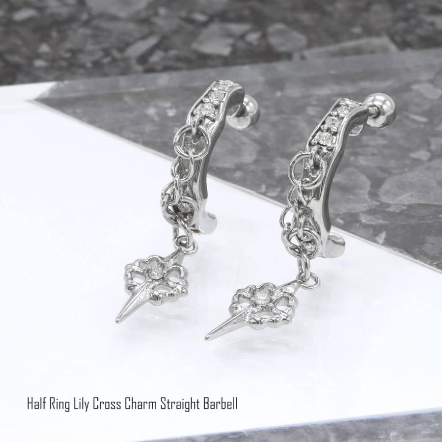 ROQUE（ロキ） ボディピアス 16G ハーフリング リリークロス チャーム