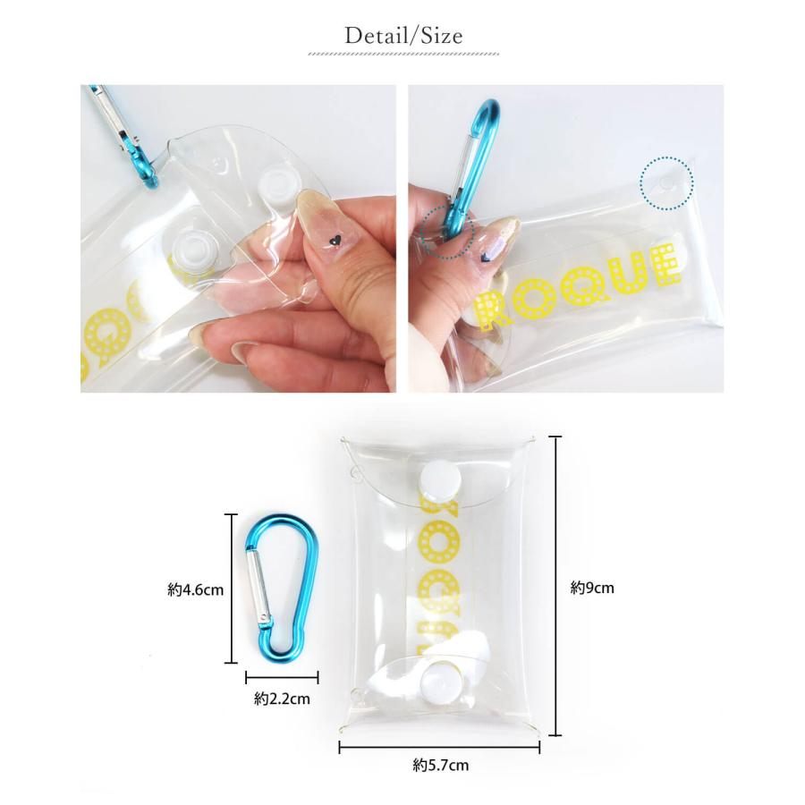 ROQUE（ロキ） カラビナ付き クリアマルチケース ROQUEロゴ入り クリア