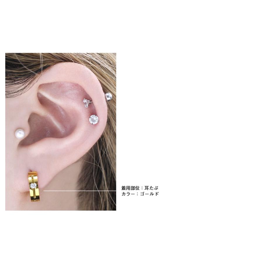 ROQUE（ロキ） (2個SET)フープピアス ステンレスピアス センターライン