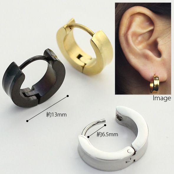 ROQUE（ロキ） ステンレスリングピアス フープピアス Dent Line (両耳