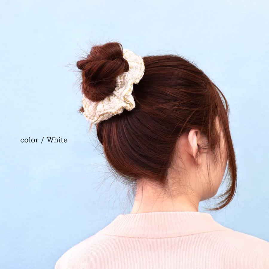 ROQUE（ロキ） ツイード シュシュ ヘアゴム ヘアアクセサリー(1個売り