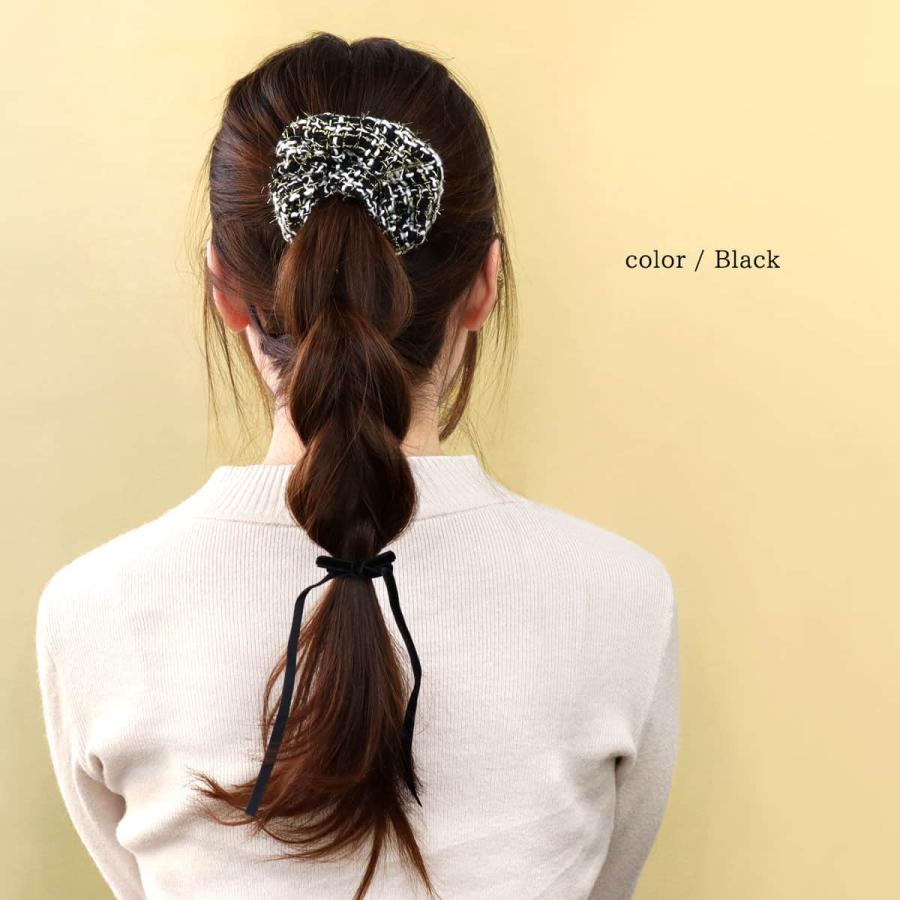 ROQUE（ロキ） ツイード シュシュ ヘアゴム ヘアアクセサリー(1個売り