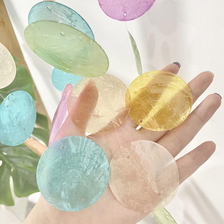 ウインドチャイム 天然貝殻 風鈴 ドアチャイム カピス貝 シェル 雑貨