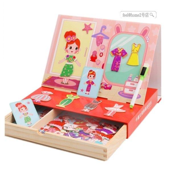 マグネットミディアムパズルドレッシング多機能かたちあわせ絵本おもちゃ女の子知育玩具早期教育ギフト_1
