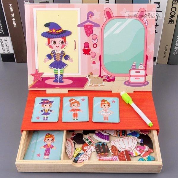 マグネットミディアムパズルドレッシング多機能かたちあわせ絵本おもちゃ女の子知育玩具早期教育ギフト_2