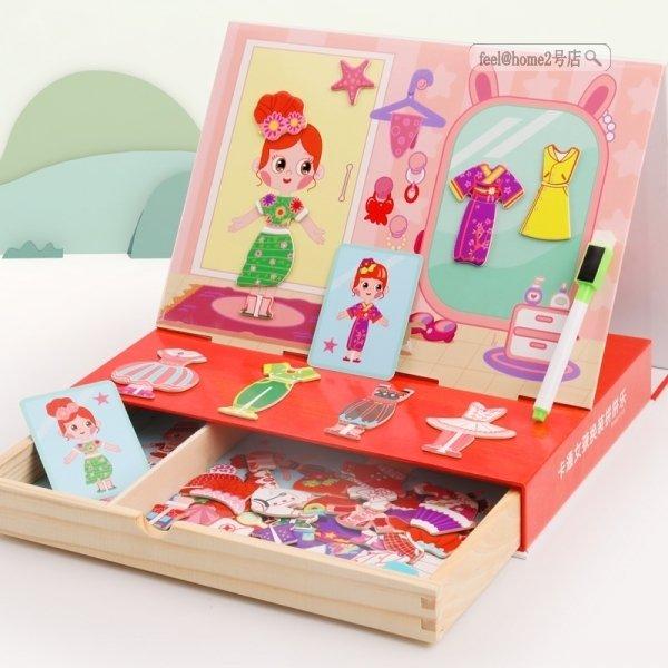 マグネットミディアムパズルドレッシング多機能かたちあわせ絵本おもちゃ女の子知育玩具早期教育ギフト_3