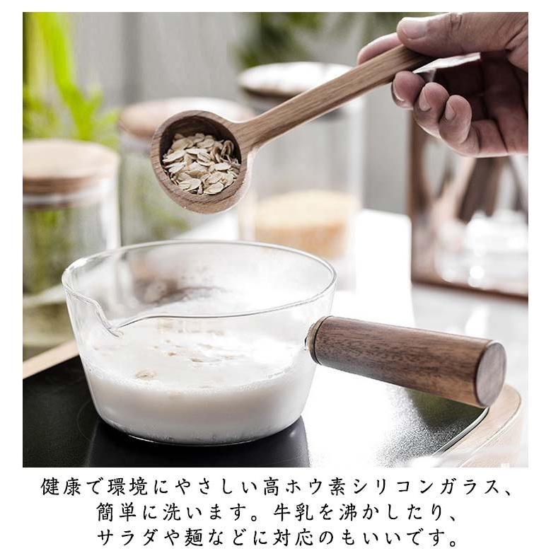 片手鍋 ミルクパン ガラスパン ガラス鍋 ミニパン 400ml 600ml 木製