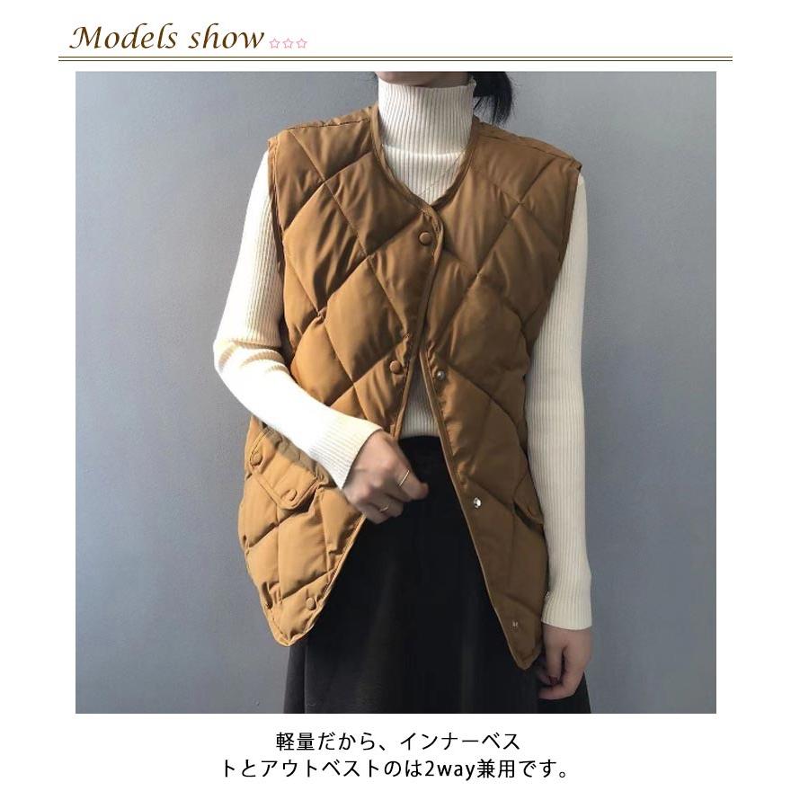 キルティングベスト 中綿ベスト レディース あったか 秋冬