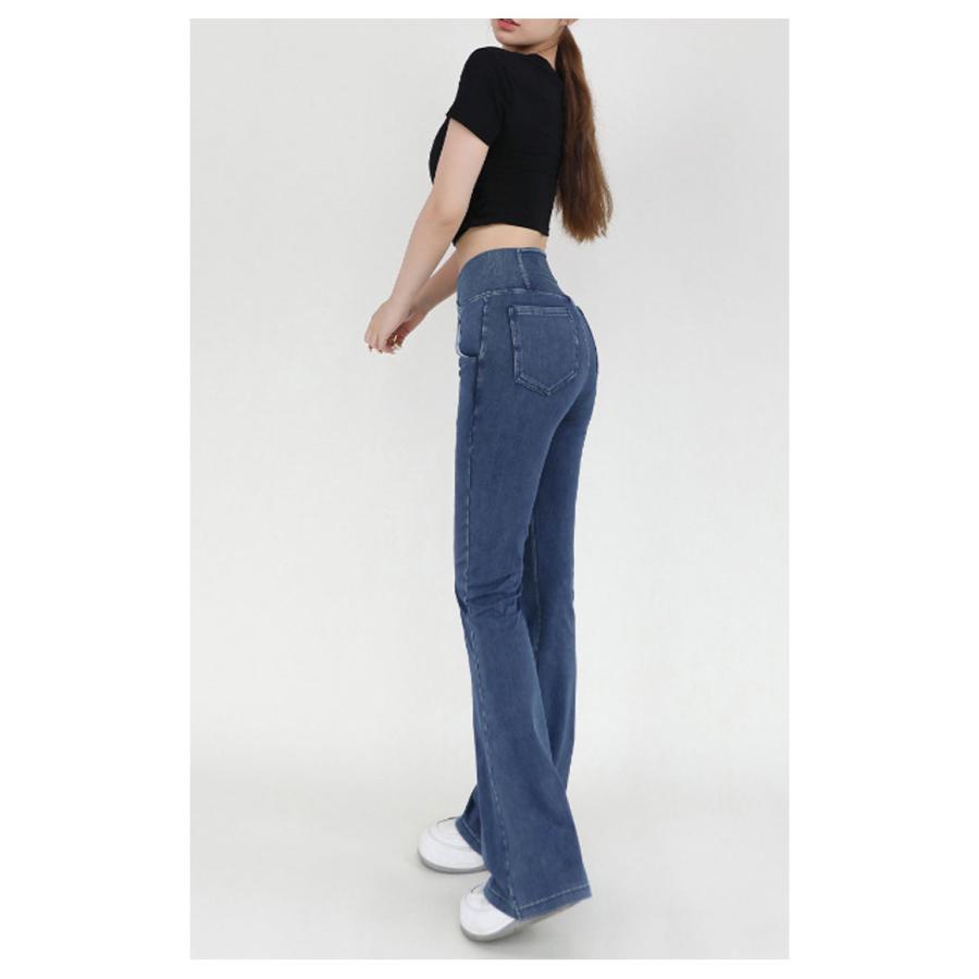 ベルボトムフレアデニムパンツ ストレッチパンツ デニム風 ベルボトムフレアデニムパンツ ストレッチパンツ デニム風