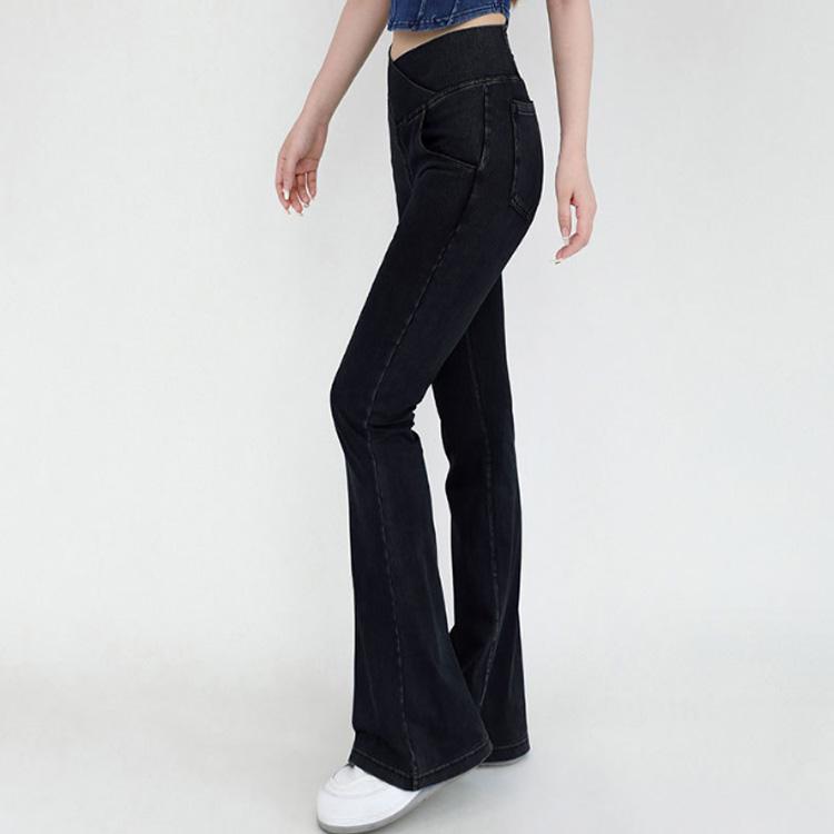 ベルボトムフレアデニムパンツ ストレッチパンツ デニム風 ベルボトムフレアデニムパンツ ストレッチパンツ デニム風