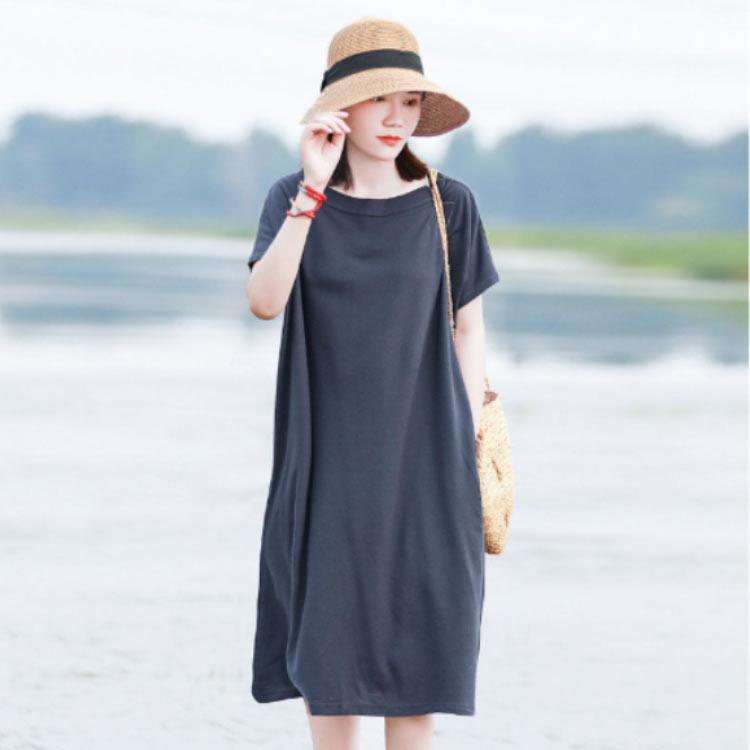 ワンピース レディース Tシャツワンピース 半袖 無地 クルーネック