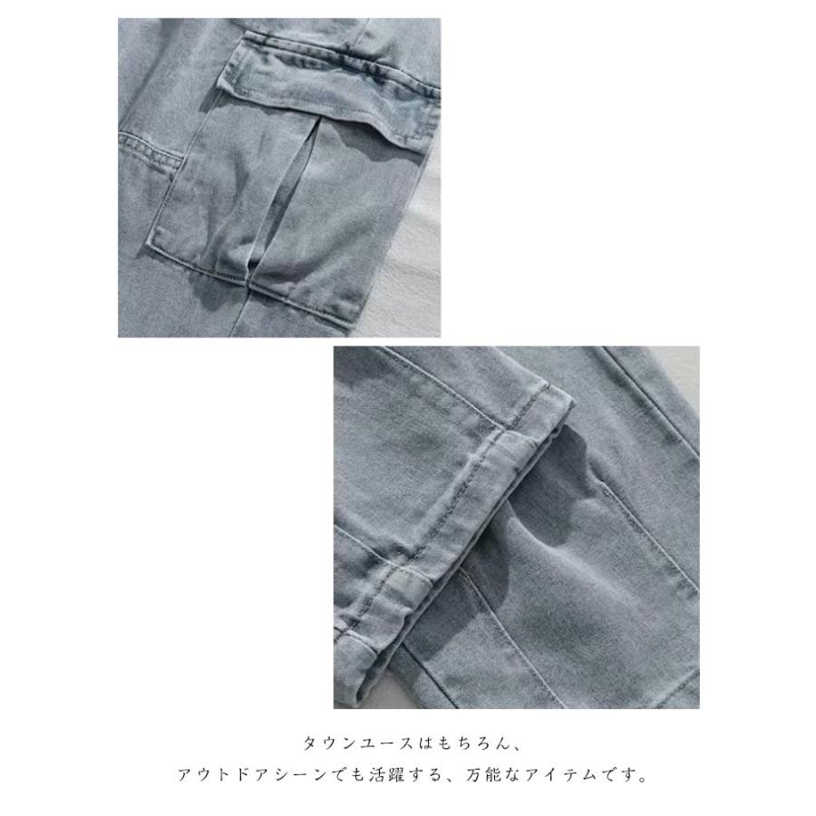 デニムカーゴパンツ メンズ ジーンズ ワイドパンツ ビックサイズ