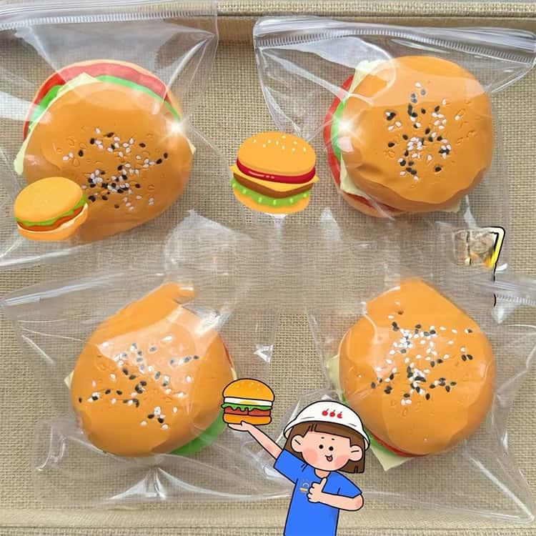 ハンバーガー スクイーズ メロジョイ 低反発 水感 ふわとろ もちもち