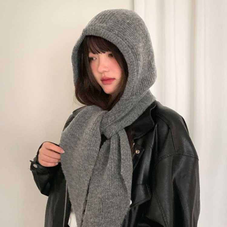 undercover フード付きマフラー　ニット帽 つけフード 秋 冬 ファッション 暖かい 帽子 マフラー フード付き