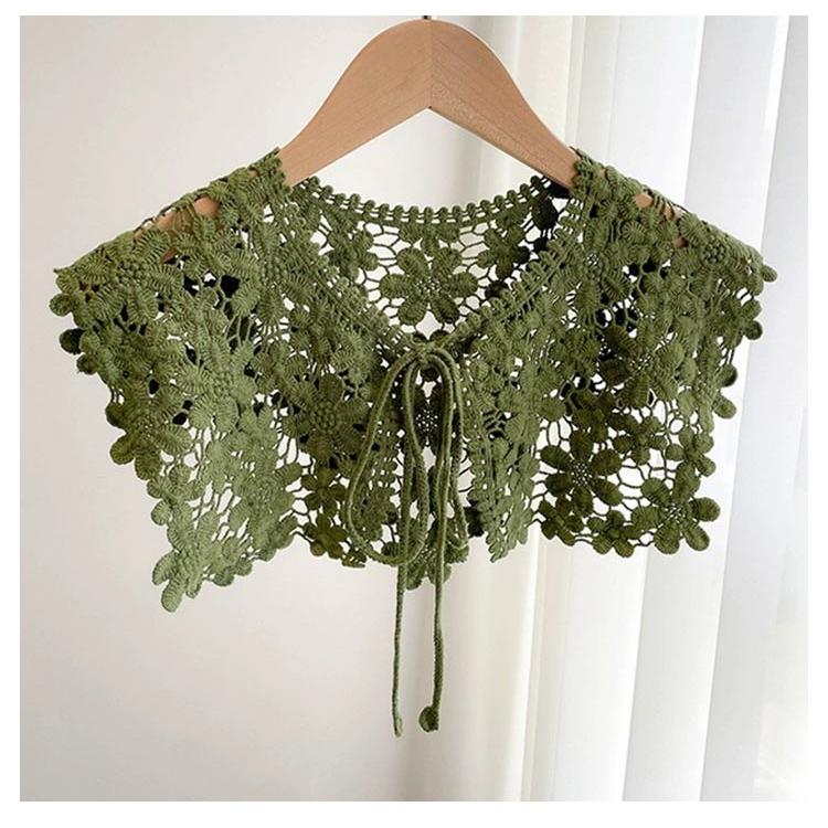 レース 付け襟 つけえり レディース 花柄レース クロシェ編み