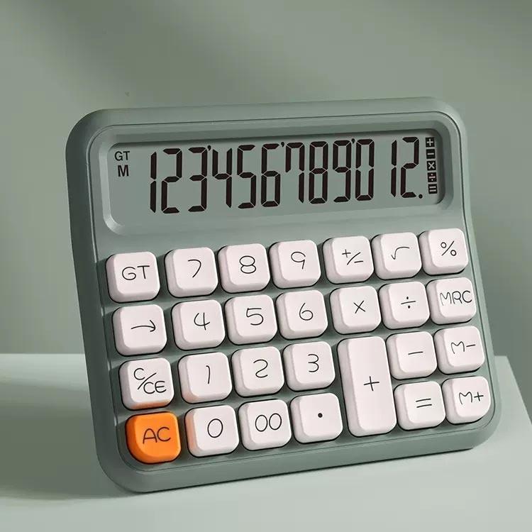 電卓 12桁 レトロ かわいい 卓上電卓 デスクトップ電卓 計算機 特大LCD