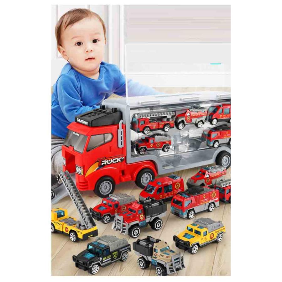 1台収納車 6台ミニカーセット 車おもちゃ 運搬車 働く車 工事