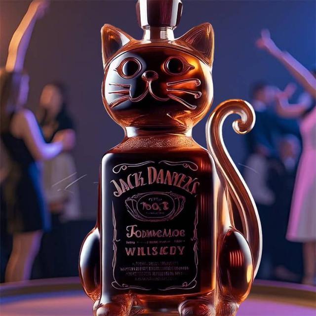 ウィスキーボトル 猫 耐熱ガラス 300ml おしゃれ 動物 ボトル キャット