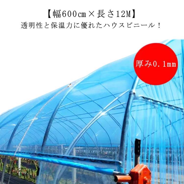 農業用ビニール 透明 ビニールハウス 厚み0.1mm 幅600cm 長さ12m 屋根
