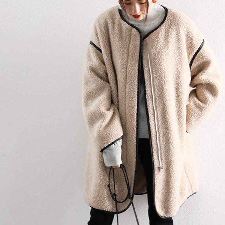 レディース コート ボアコート ブルゾン ノーカラー 人気 韓国