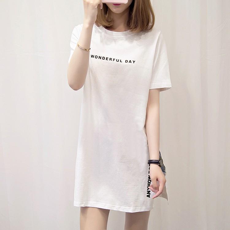Tシャツ レディース おしゃれ 人気 半袖 ロゴ ロング丈 サイドスリット |  | 05