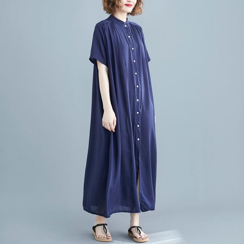 ワンピース レディース バックギャザー ロングシャツ サラサラ 春 夏 |  | 03