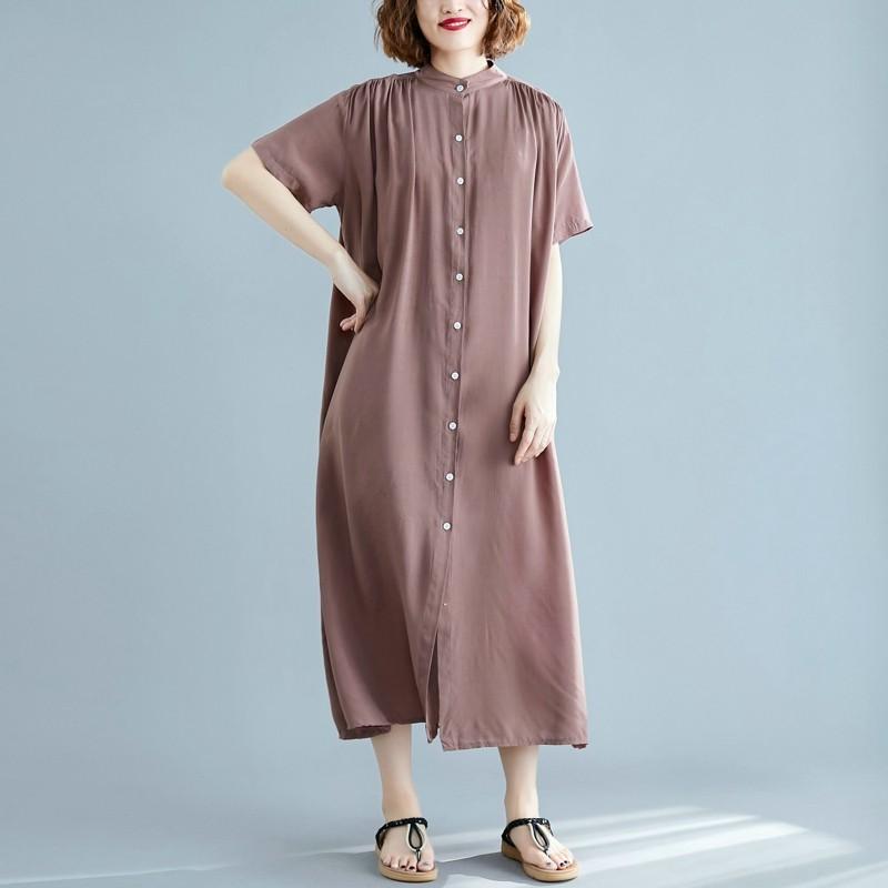 ワンピース レディース バックギャザー ロングシャツ サラサラ 春 夏 |  | 04