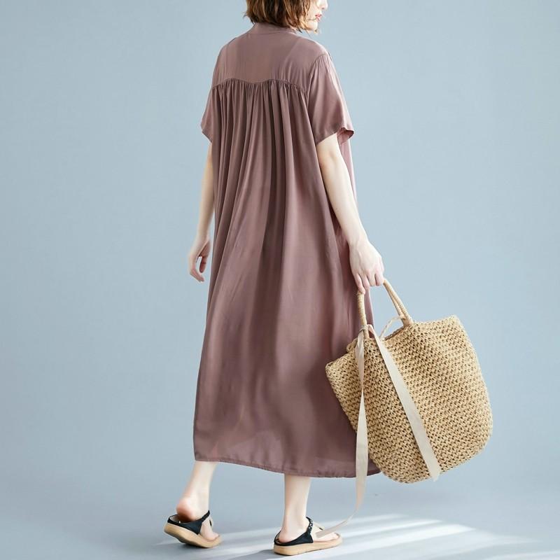 ワンピース レディース バックギャザー ロングシャツ サラサラ 春 夏 |  | 18