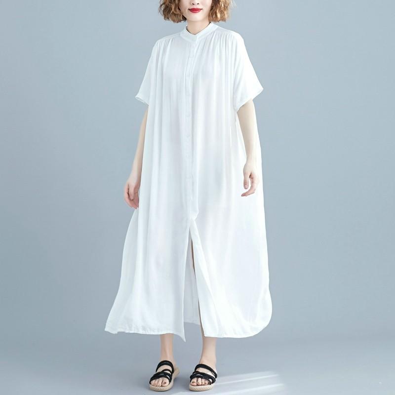 ワンピース レディース バックギャザー ロングシャツ サラサラ 春 夏 |  | 05