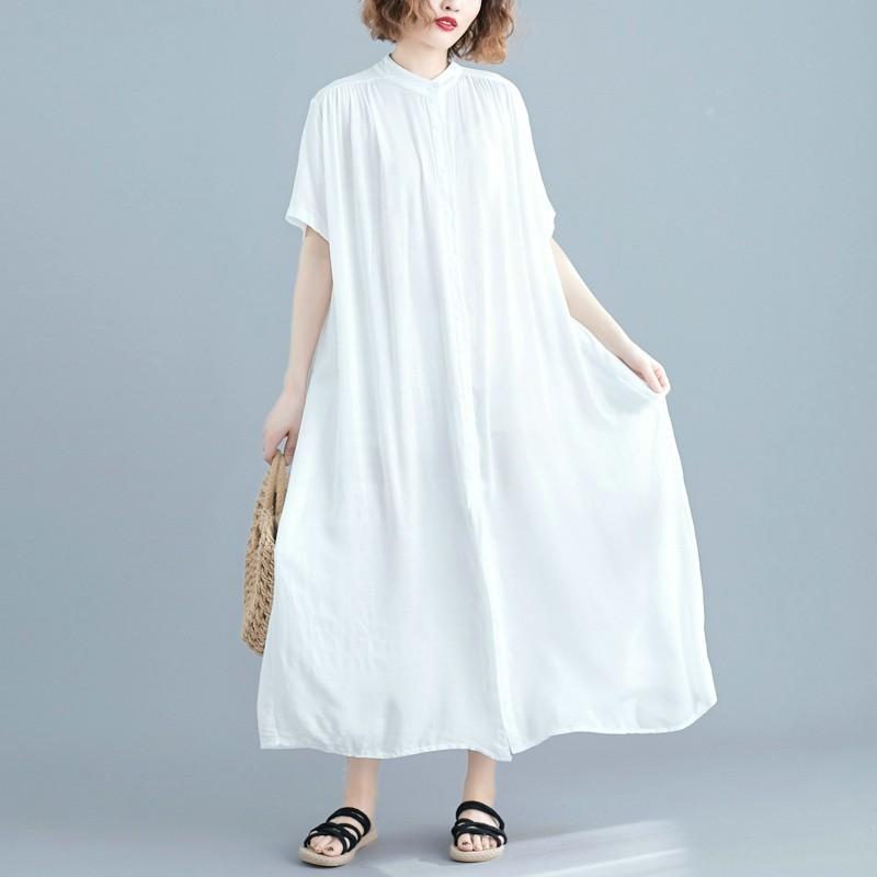 ワンピース レディース バックギャザー ロングシャツ サラサラ 春 夏 |  | 07