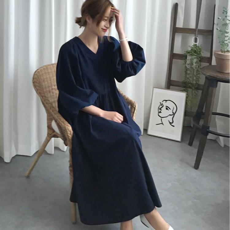 ワンピース レディース バルーンスリーブ カジュアル 人気 ミモレ丈 春夏 |  | 19