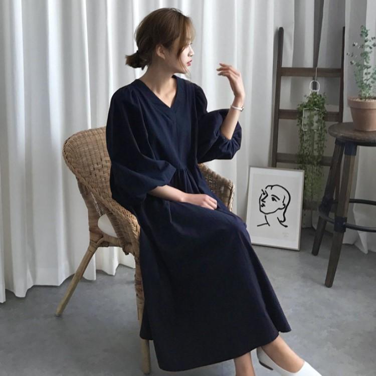 ワンピース レディース バルーンスリーブ カジュアル 人気 ミモレ丈 春夏 |  | 20