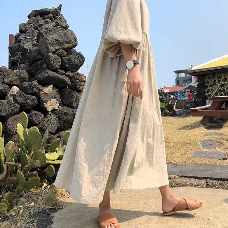 ワンピース レディース バルーンスリーブ カジュアル 人気 ミモレ丈 春夏 |  | 05